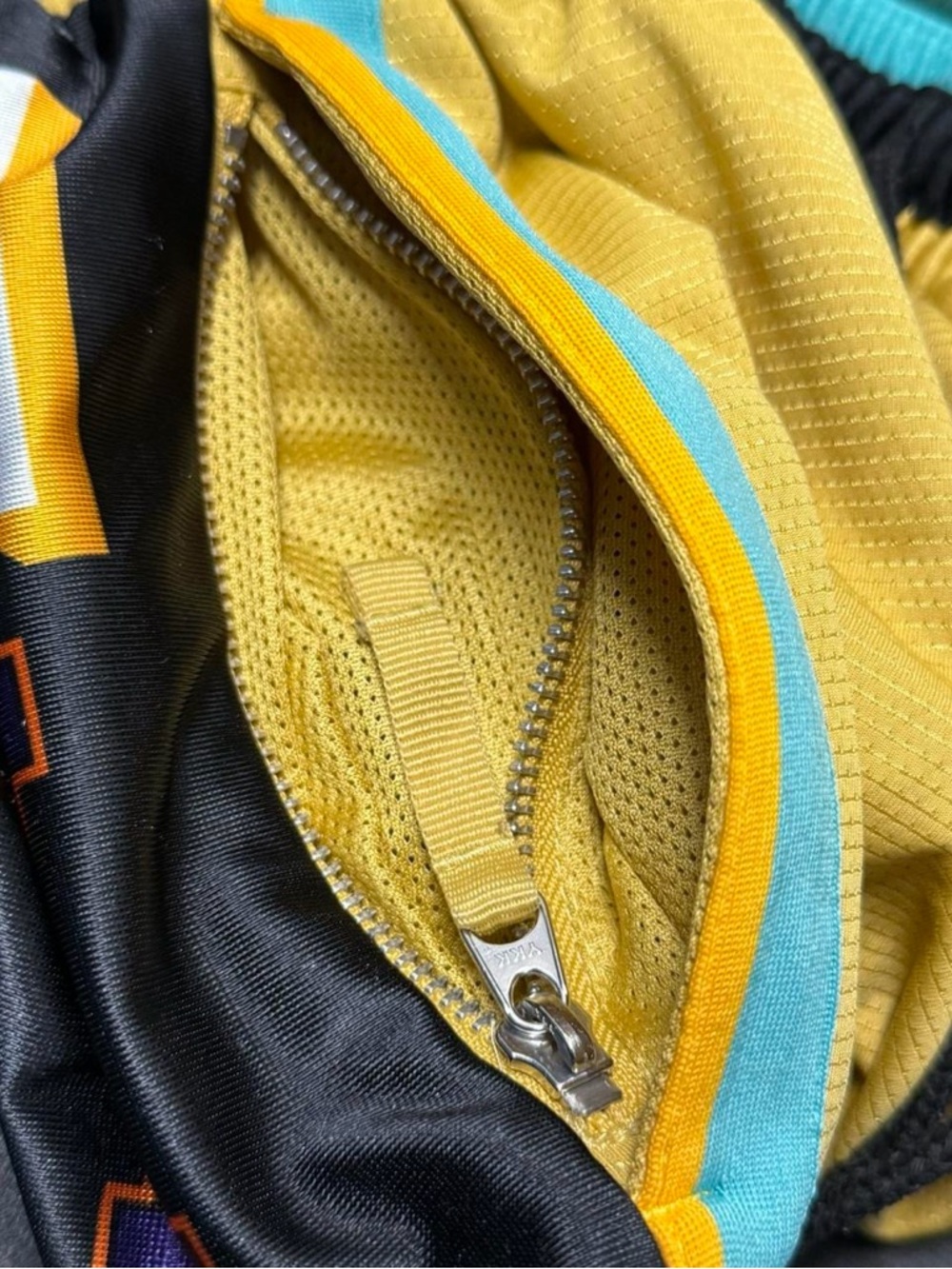 Nike Men’s Yellow Athletic Shorts with Black & Teal Trim - Picture 7 of 7